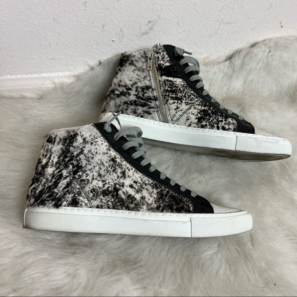 P448 Cow Hide Print Star 2.0 Calf Hair High Top Sneakers - Picture 9 of 9